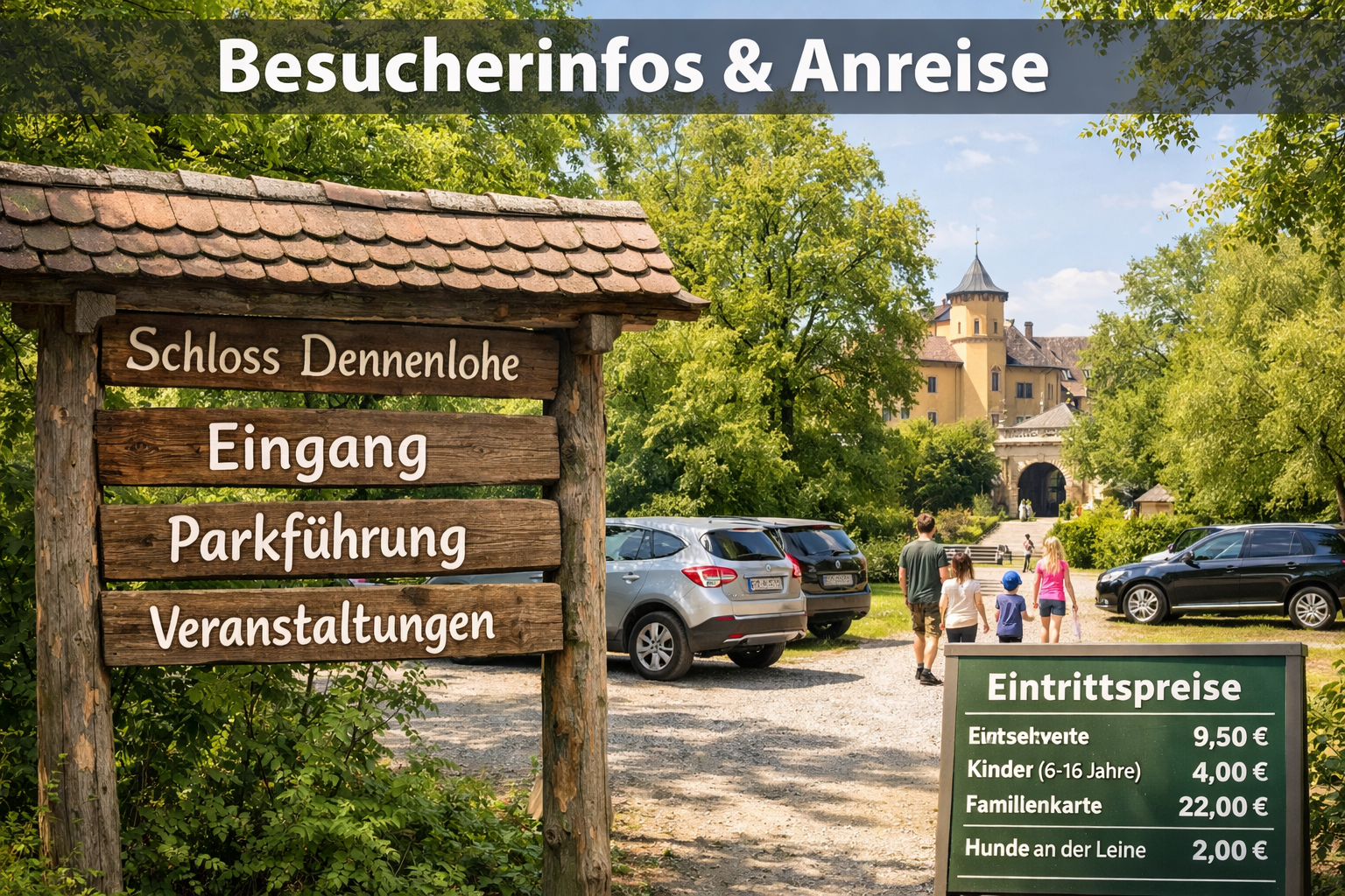 Schloss Dennenlohe 2 Detailed () editorial image showing a detailed visitor information scene at Schloss Dennenlohe: a welcoming entrance gate