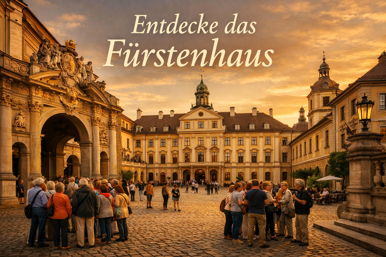 Schloss Thurn und Taxis 1 Detailed () editorial image showing the interior courtyard of Schloss Thurn und Taxis in Regensburg, with visitors exploring