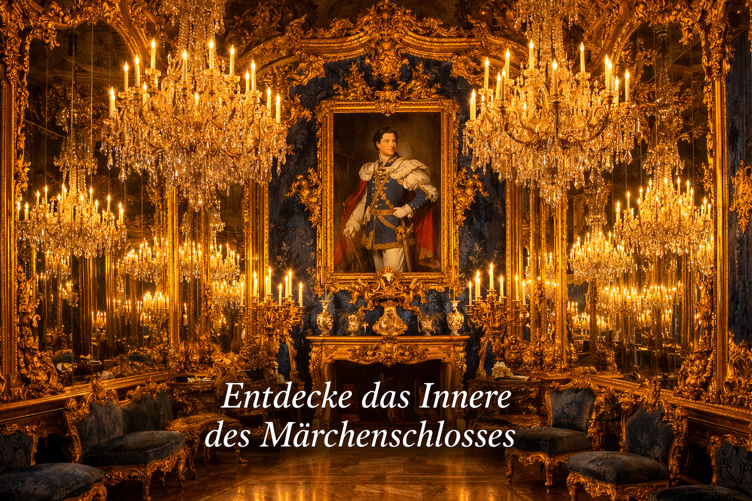 Schloss Linderhof 1 Detailed () editorial image showing the interior of Schloss Linderhof – the opulent Hall of Mirrors (Spiegelsaal) with