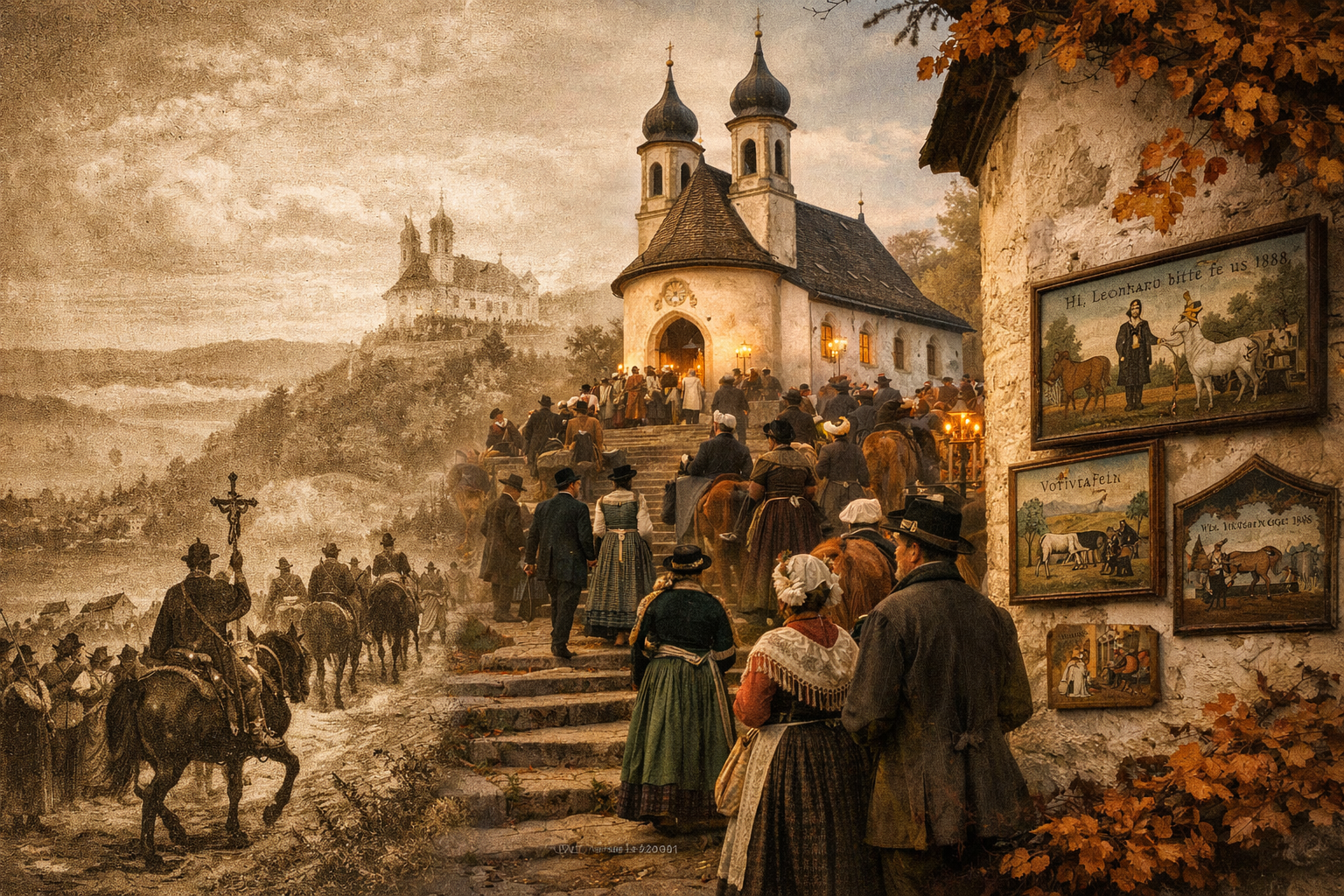 Tölzer Leonhardifahrt (Bad Tölz) 1 Detailed () editorial photograph showing the origins and historical atmosphere of the Tölzer Leonhardifahrt: an antique