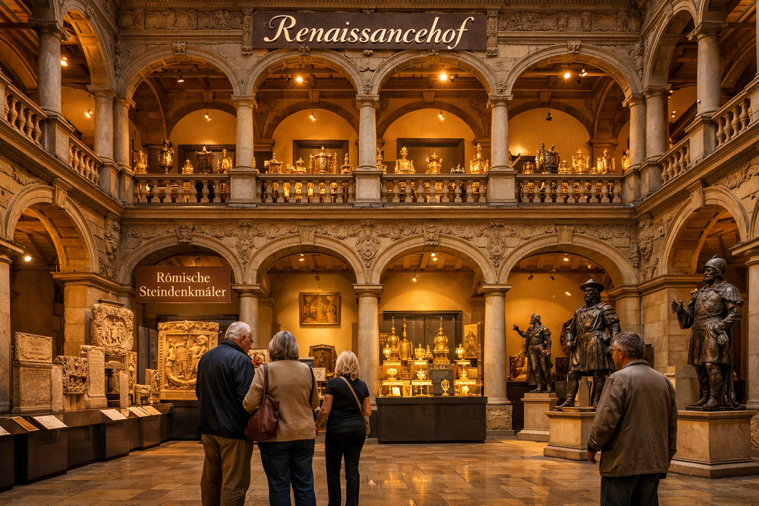 Detailed () interior photograph of the Maximilianmuseum Augsburg's magnificent Renaissance inner courtyard (Renaissancehof),