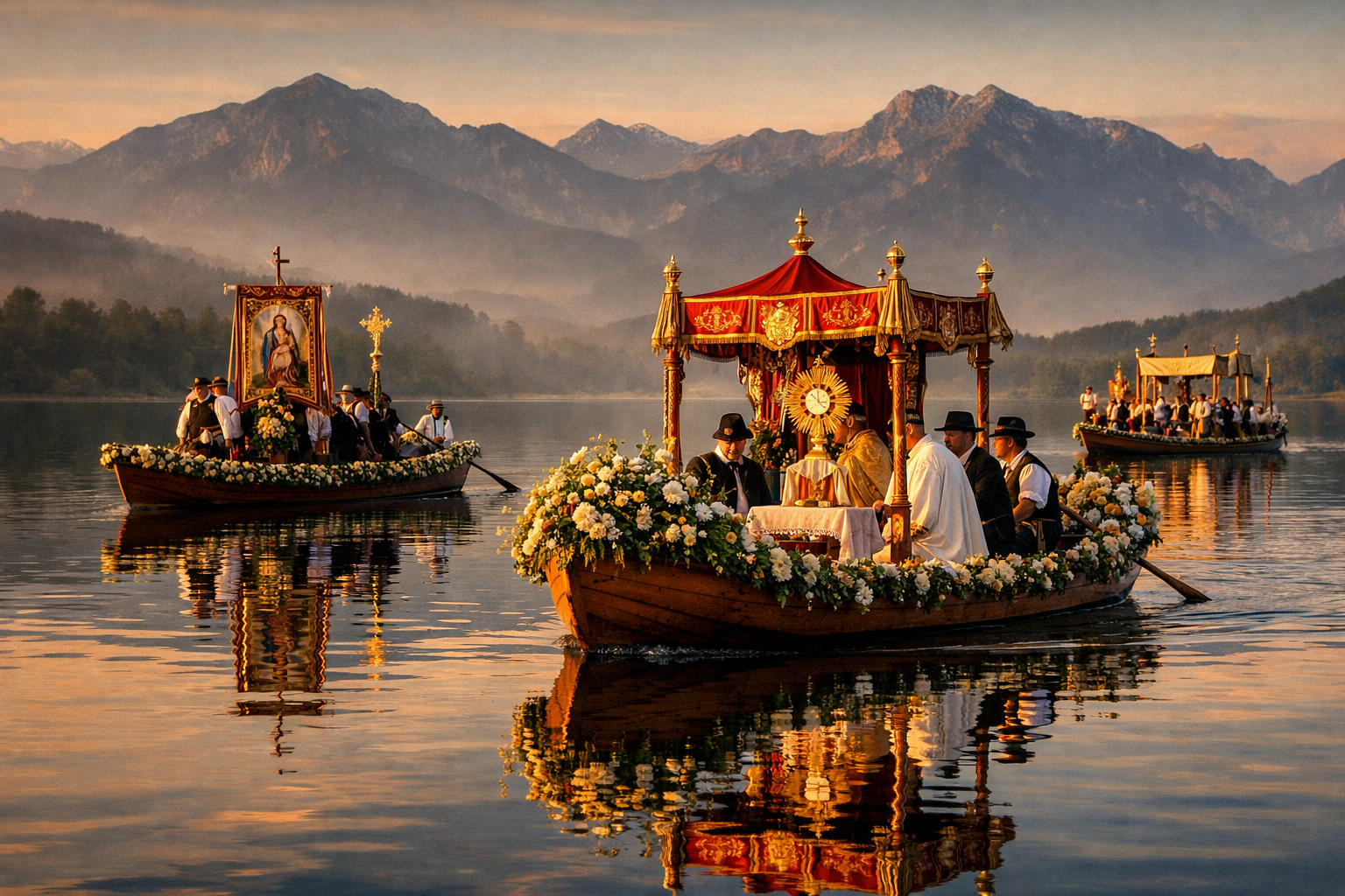 Fronleichnamsprozession auf dem See (Seehausen am Staffelsee)
