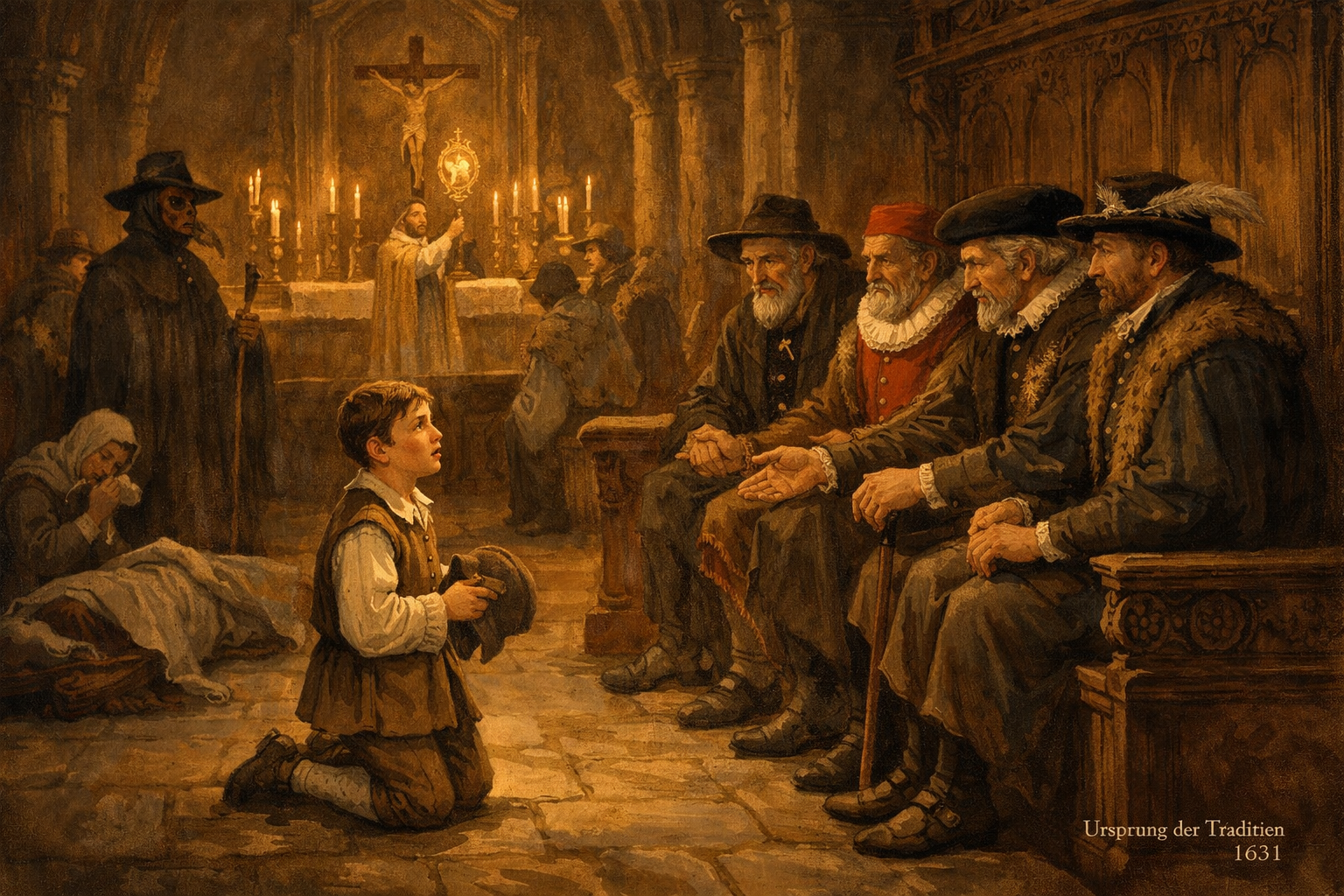 Ruethenfest (Landsberg am Lech) 1 () detailed illustration showing the historical origins of the Ruethenfest in Landsberg am Lech: a dramatic scene depicting