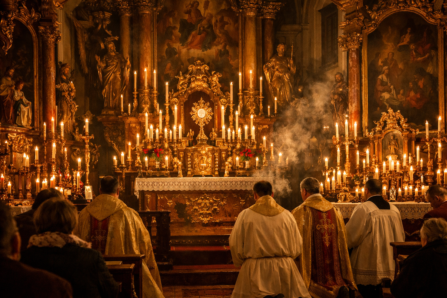 () editorial image showing the origins and Catholic tradition of the Ewige Anbetung in Pottenstein: a beautifully decorated