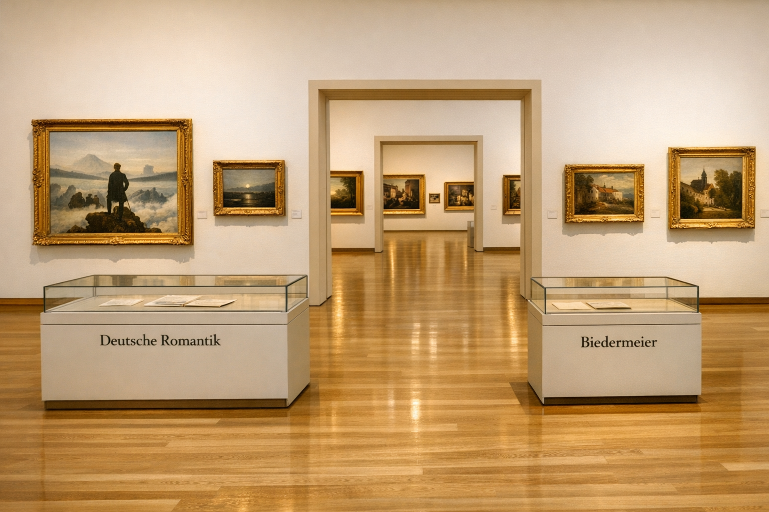 () editorial interior photograph of the Museum Georg Schäfer Schweinfurt — a grand gallery hall displaying 19th-century